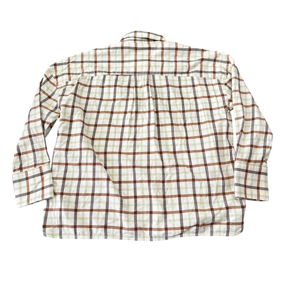 Everlane Oversized Plaid Flannel Shirt Cream Brown Sage Green Women's Size XS - Picture 11 of 12